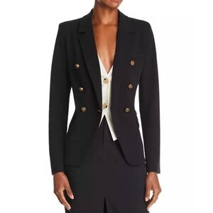 AQUA Women's XS Black‎ Double Breasted Blazer Gold Buttons Fitted Jacket